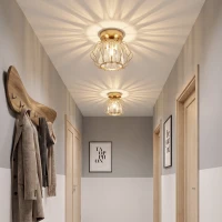 HOMCOM Crystal Ceiling Light Fixtures, Modern Semi-Flush Ceiling Lighting with Crystal Strips, 2 Pack, Gold Tone(m-8)