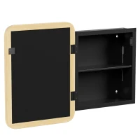 HOMCOM Bathroom Medicine Mirror Cabinet, Bathroom Wall Cabinet w/ Storage, Magnetic Door, Adjustable Shelf, Natural Wood Finish(m-13)