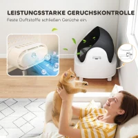 PawHut Selbstreinigende Katzentoilette, 42L Katzenklo Selbstreinigend mit Aromatherapie, Müllbeutel, Geruchsbeseitigung 1-5 kg(m-6)