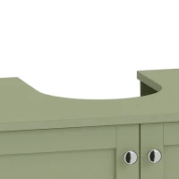 HOMCOM Under Sink Bathroom Cabinet with 2 Doors, Open Shelf and U-Shape Cut-Out for Basin with or without Pedestal, Green(m-12)