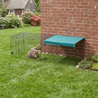 PawHut Parc enclos modulable acier avec bache pour lapins rongeurs petits animaux intérieur extérieur 220L x 85l x 70H cm vert(m-9)