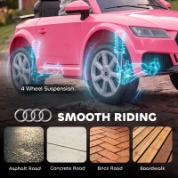 AIYAPLAY 12V Audi TT RS Licensed Electric Car, Electric Ride On Toy with Remote Control, Dual Motors, 4-Wheel Suspension, Pink(m-7)