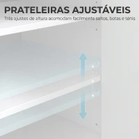 HOMCOM Sapateira com Prateleiras Ajustáveis Gaveta e Portas para 6 Pares Branco(m-5)