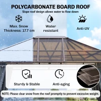 Outsunny 3 x 3.6m Hardtop Gazebo Canopy with Polycarbonate Roof Garden Pavilion with Removable Curtains and Steel Frame, Dark Grey(m-5)