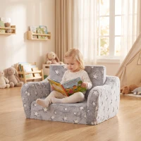 AIYAPLAY Canapé enfant 2 en 1, fauteuil pour enfant avec étoiles phosphorescentes, dépliable en méridienne, gris(m-10)