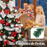 HOMCOM Árvore de Natal Artificial 180 cm com Luzes 800 Pontas 200 LED Controlo Remoto e 8 Modos(m-6)