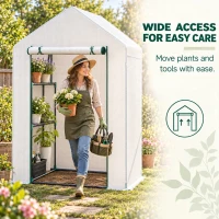 Outsunny Walk In Greenhouse with 2 Tier Shelf, Portable Gardening Plant Grow House Tomato Greenhouse with Roll up Zip Panel Door, Reinforced PE Cover, 143 x 73 x 195cm, Green(m-5)