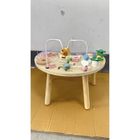 AIYAPLAY Wooden Baby Activity Table for 1-3 Years, 6-in-1 Montessori Activity Table with Gears, Bead Maze, Rotating Clock(m-2)