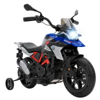AIYAPLAY Motocicletă Electrică pentru Copii 3-8 Ani 12V, Licență BMW G310 GS, Baterie cu Litiu, Roți Ajutătoare Detașabile, Albastru(m-11)