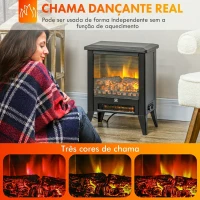 HOMCOM Lareira Decorativa Independente 1800 W com Efeito de Chama LED Baixo Ruído e Proteção contra Sobreaquecimento Preto(m-4)