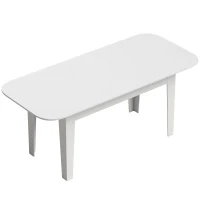 HOMCOM Extendable Oval Dining Table for 4-6, Modern Expandable Kitchen Table, Round Edges, White(m-1)