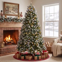 HOMCOM Árbol de Navidad 220 cm con 400 Luces LED 11 Modos Mando a Distancia 1378 Puntas Base Metálica Plegable Verde(m-2)