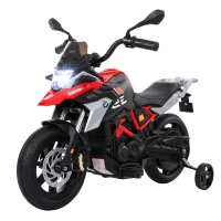 AIYAPLAY Moto Elettrica per Bambini 3-8 Anni 12V Licenza BMW G310 GS, Batteria al Litio, Rotelle Rimovibili, Rosso(m-10)