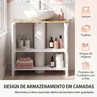 HOMCOM Móvel Inferior para Lavatório com Prateleira Aberta e 2 Portas, para Lavatório com ou sem Coluna, 80 x 40 x 80 cm, Branco(m-5)