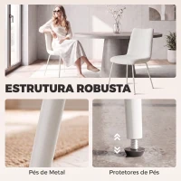 HOMCOM Conjunto de 2 Cadeiras de Jantar em Veludo com Assento e Encosto Acolchoados e Pés Metálicos Branco(m-6)