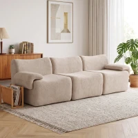HOMCOM Sofá Modular de 3 Lugares 277 cm em Chenille sem Estrutura, Assento Grosso com Molas, Largo e Profundo, sem Montagem, Bege(m-10)