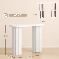 HOMCOM Console Moderne Étroite avec Espace Caché 103 cm Blanc(m-3)