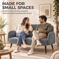 HOMCOM 132cm 2 Seater Sofa, Velvet Comfy Small Sofa Couch with Wide Seat, Thick Padding, Tapered Metal Legs, Light Grey(m-4)