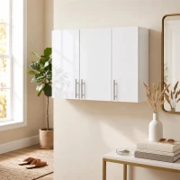 HOMCOM Bathroom Wall Cabinet, Wall-Mounted Bathroom Storage Cabinet with 3 Doors, Adjustable Shelf for Kitchen, White(m-8)