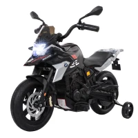 AIYAPLAY Moto Elétrica Infantil BMW G310 GS 12 V com Licença Oficial, 2 Rodas Auxiliares, Arranque Suave, 3-6 km/h, Preto(m-7)