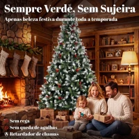 HOMCOM Árvore de Natal Artificial 240 cm, Abeto com 1773 Pontas, Ramos Articulados e Base Dobrável em Aço(m-4)