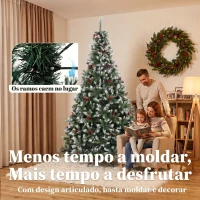 HOMCOM Árvore de Natal Artificial 240 cm, Abeto com 1773 Pontas, Ramos Articulados e Base Dobrável em Aço(m-6)