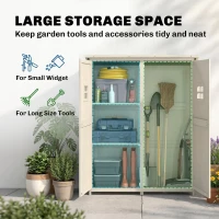 Outsunny Wooden Garden Shed with Two Windows, Tool Storage Cabinet, Outdoor Double Door Organizer 127.5L x 50W x 164H cm, Grey(m-5)