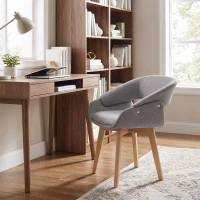 HOMCOM Set 2 Ergonomische Esszimmerstühle in Hellgrau(m-5)