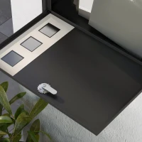 HOMCOM Buzón Exterior de Metal de Pared Correo Cerradura y 2 Llaves Ventanas de Vista Cierre Silencioso 36,5x11,5x29 cm Negro(m-8)