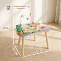 AIYAPLAY Tavolo Multiattività per Bambini 1-3 Anni, 6 in 1 con Ingranaggi, Labirinto di Perline, Multicolore(m-3)