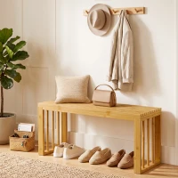 HOMCOM Bancă pentru Pantofi din Bambus cu Șezut cu Lamele, 90 cm, Culoare Naturală,(m-2)