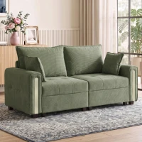 HOMCOM 2 Seater Sofa with Lift-Up Storage, 168 cm Comfy Velvet Small Couch with Wide Deep Seat, Plush Backrest, Thick Padding, 2 Pillows, Loveseat for Living Room, Home Office, Dark Green(m-2)