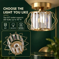 HOMCOM Crystal Ceiling Light Fixtures, Modern Semi-Flush Ceiling Lighting with Crystal Strips, 2 Pack, Gold Tone(m-7)