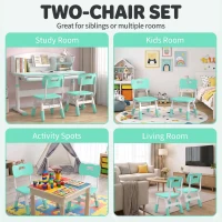 AIYAPLAY 2 PCS Kids Desk Chairs, 3 Level Height Adjustable Children's Chairs with Backrest for 1.5-8 Years, Max Load 50KG, Green(m-4)