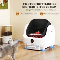 PawHut Selbstreinigende Katzentoilette, 42L Katzenklo Selbstreinigend mit Aromatherapie, Müllbeutel, Geruchsbeseitigung 1-5 kg(m-4)