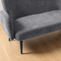 HOMCOM 132cm 2 Seater Sofa, Velvet Comfy Small Sofa Couch with Wide Seat, Thick Padding, Tapered Metal Legs, Light Grey(m-13)