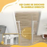 PawHut Poartă de Siguranță Extensibilă pentru Câini 76-104 x 104 cm, Deschidere cu o Singură Mână, Alb(m-7)