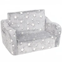 AIYAPLAY Canapé enfant 2 en 1, fauteuil pour enfant avec étoiles phosphorescentes, dépliable en méridienne, gris(m-1)