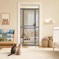 PawHut 180cm Extra Tall Cat Gate, Adjustable Pet Gate with 74-100 cm Wide, Pressure Fit, Pull-Ring Latch, Black(m-14)