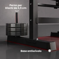 HOMCOM Panca Pesi Pieghevole con 8 Altezze Regolabili e Supporto Bilanciere in Acciaio e PU, 140x73x98-122 cm, Nera(m-7)