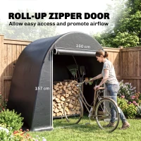 Outsunny 8 x 4 ft Garden Storage Tent, Waterproof Bike Tent with Roll-up Zipper Door and Galvanised Metal Frame, Dark Grey(m-6)