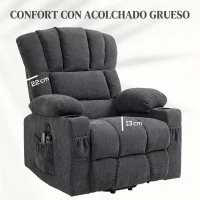 HOMCOM Sillón Relax Reclinable Eléctrico Levanta Personas con Masaje y Calor Lumbar Asiento con Muelles Puerto USB de Chenilla(m-7)