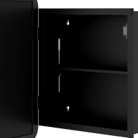 HOMCOM Bathroom Medicine Mirror Cabinet, Bathroom Wall Cabinet with Storage, Magnetic Door and Adjustable Shelf, Black(m-12)
