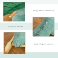 HOMCOM Cavallo a Dondolo per Bambini 3-6 Anni a Forma di Triceratopo con Suoni Realistici, Verde Scuro(m-7)