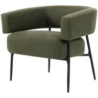 HOMCOM Sillón de Salón Acolchado en Tejido Efecto Lino, Asiento Amplio y Profundo, Respaldo Curvo, Verde Oscuro(m-1)