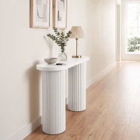 HOMCOM Consola Moderna Estreita com Compartimento Oculto 103 cm Branco(m-5)
