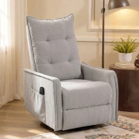 HOMCOM Poltrona Relax Massaggiante e Reclinabile con Telecomando e Poggiapiedi, 71x93x99 cm, in Ciniglia Grigio Chiaro(m-10)