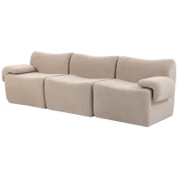 HOMCOM Sofá Modular de 3 Lugares 277 cm em Chenille sem Estrutura, Assento Grosso com Molas, Largo e Profundo, sem Montagem, Bege(m-1)