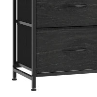 HOMCOM Chest of Drawers, Dresser with 10 Fabric Drawers, Tall Storage Unit with 4 Pockets and 2 Hooks Steel Frame, Black(m-12)
