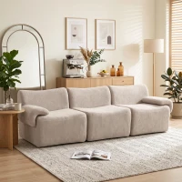 HOMCOM Sofá Modular de 3 Lugares 277 cm em Chenille sem Estrutura, Assento Grosso com Molas, Largo e Profundo, sem Montagem, Bege(m-9)